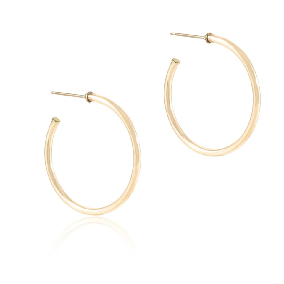 Round Gold 1.25 Post Hoop - 2mm - Smooth