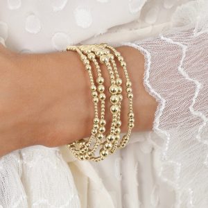 Classic Joy Pattern 4mm Bead Bracelet – Gold