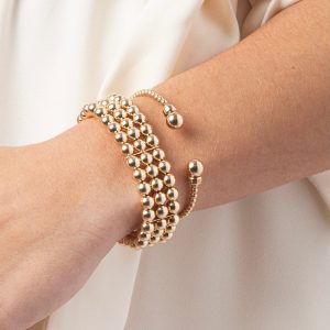 Classic Gold 3mm Bead Cuff – Gold