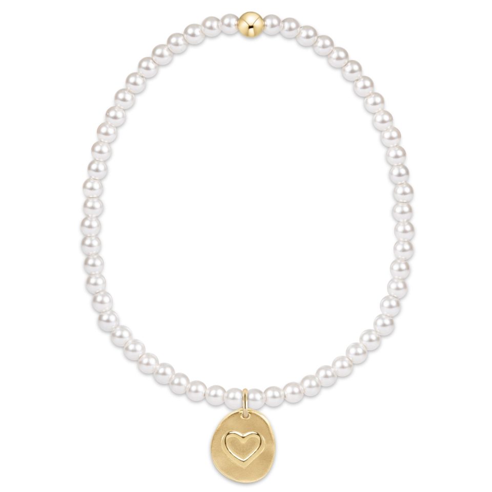 classic pearl 3mm bead bracelet - inspire love small gold charm