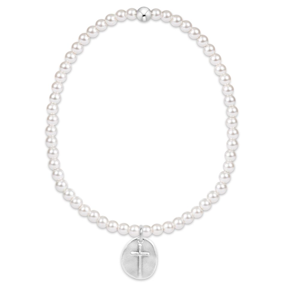 classic pearl 3mm bead bracelet - inspire small sterling charm