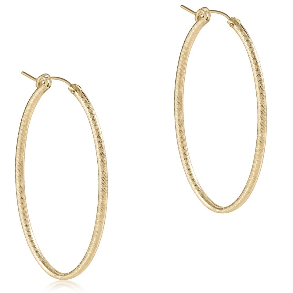 oval gold 2 hoop - textured