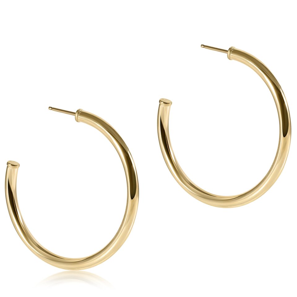 Round Gold 1.5 Post Hoop - 3mm - Smooth