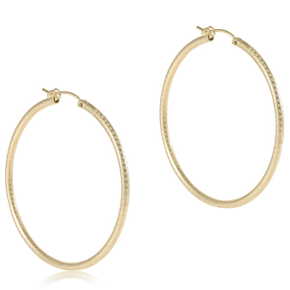 Round Gold 2 Hoop - Textured