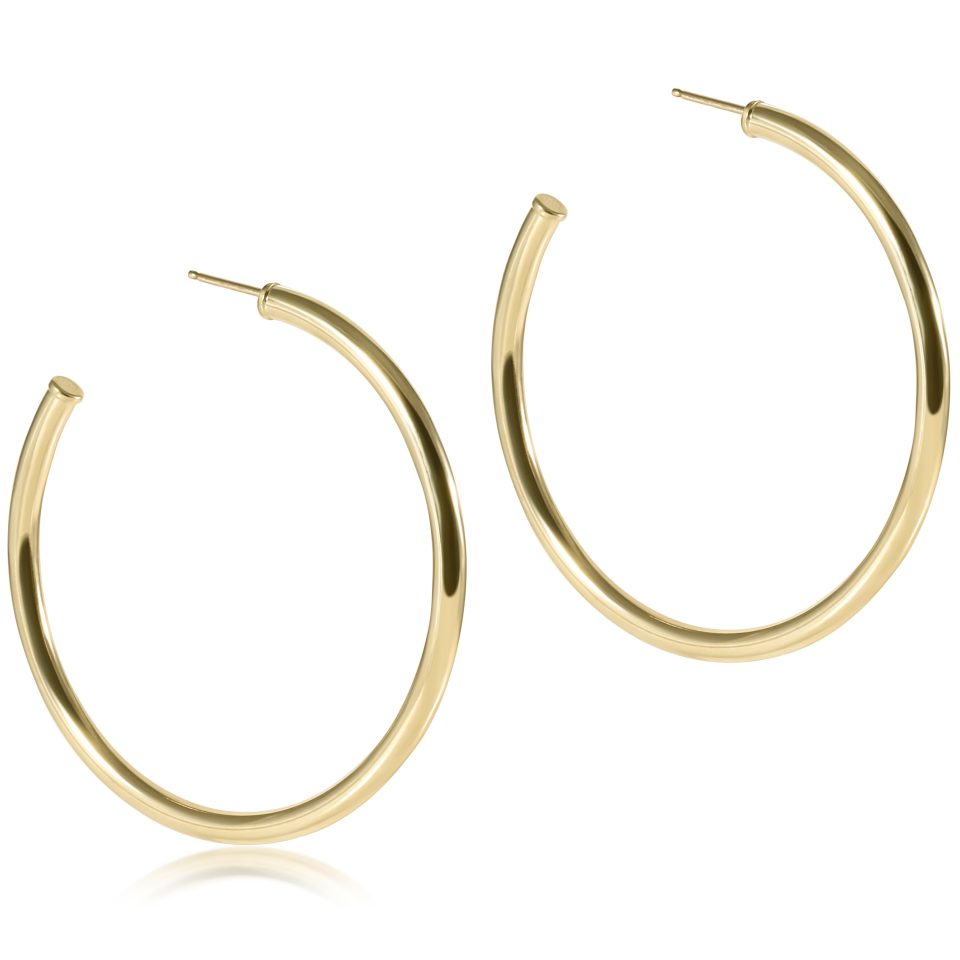 Round Gold 2 Post Hoop - 3mm - Smooth