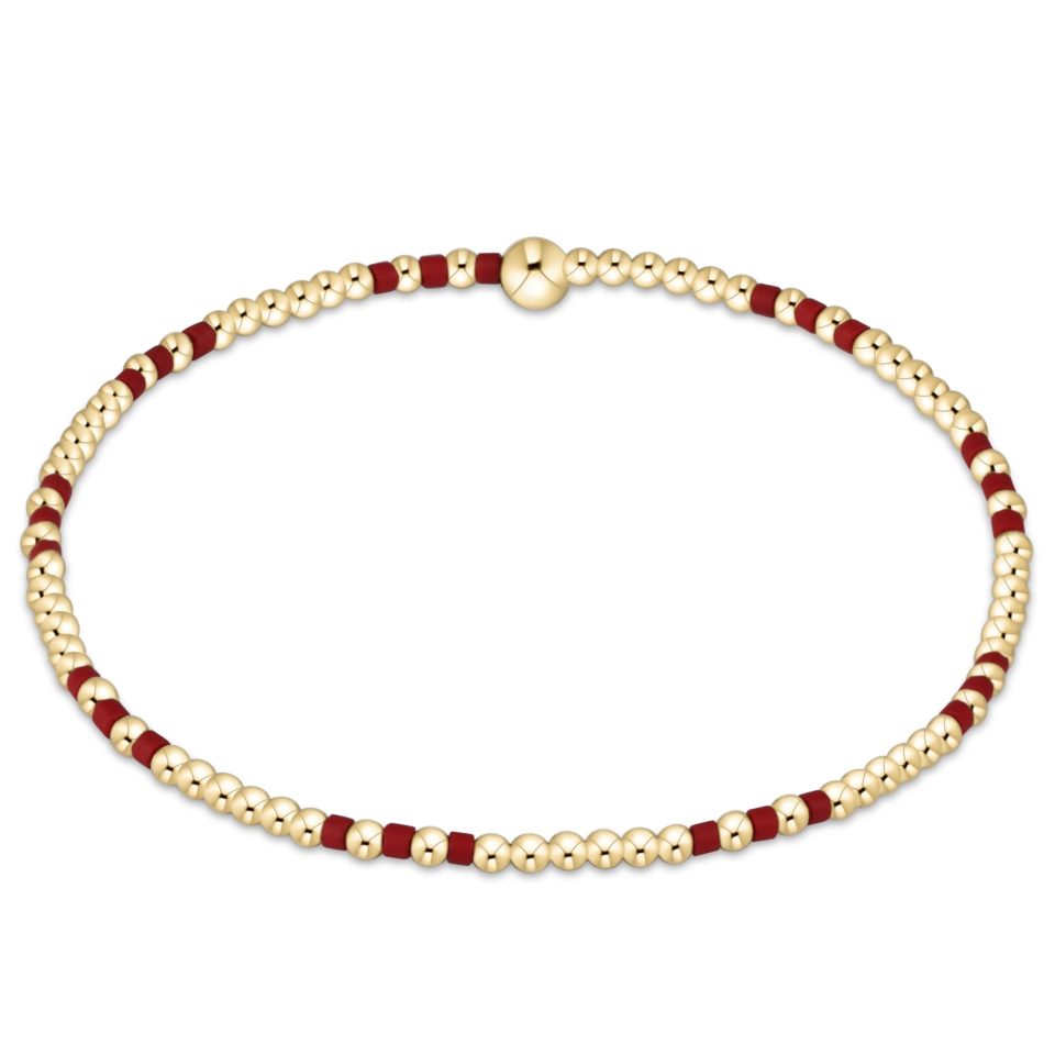 Gameday Hope Joy Pattern 2mm Bead Bracelet - Crimson