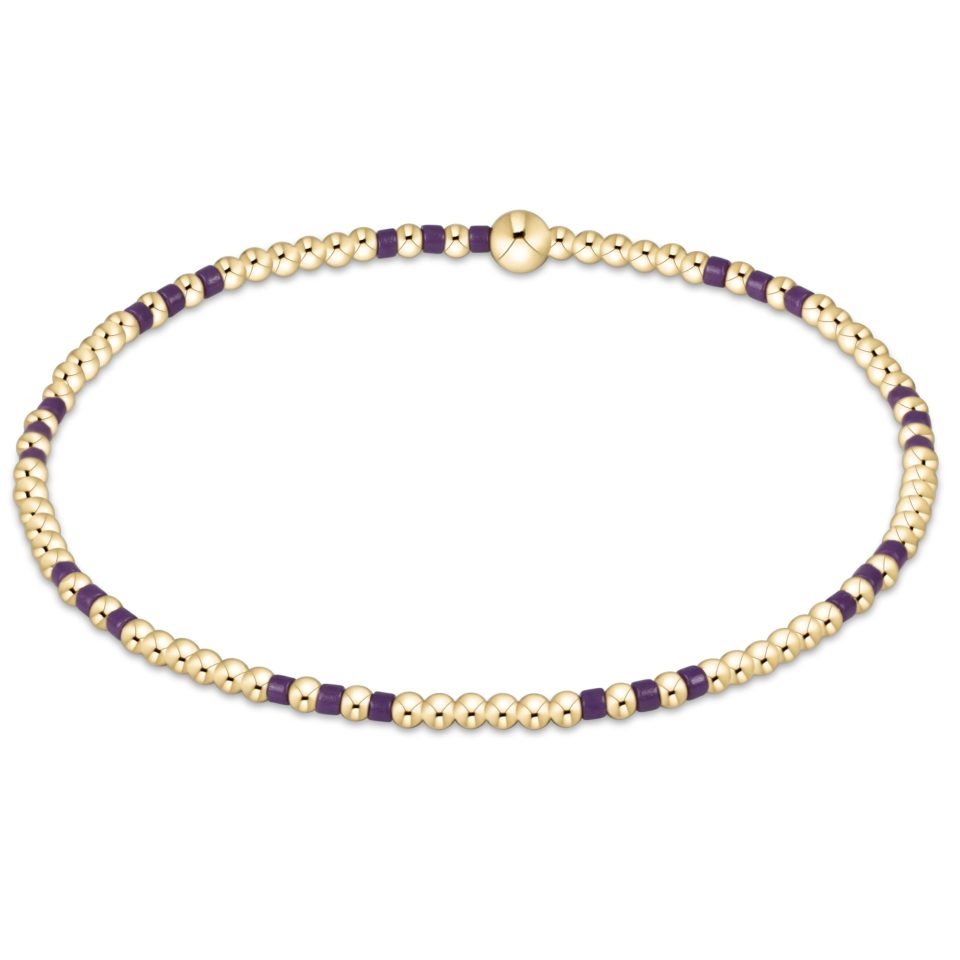 Gameday Hope Joy Pattern 2mm Bead Bracelet - Deep Purple