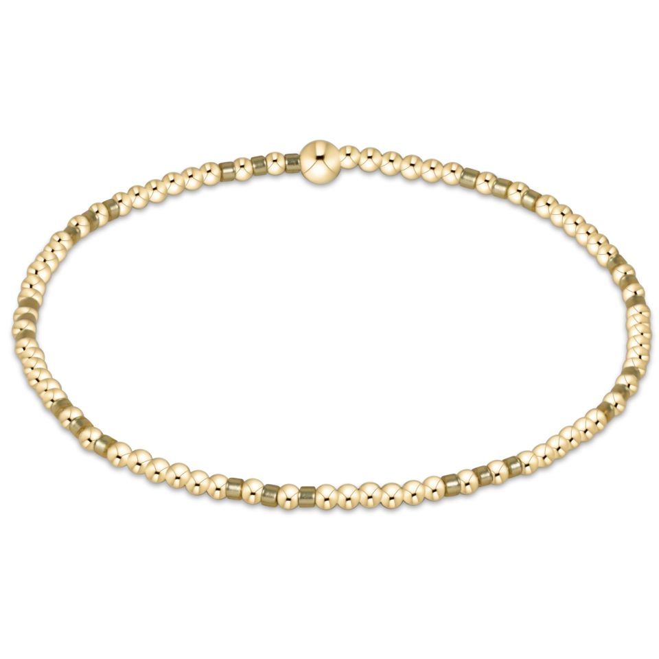 Gameday Hope Joy Pattern 2mm Bead Bracelet - Gold Luster
