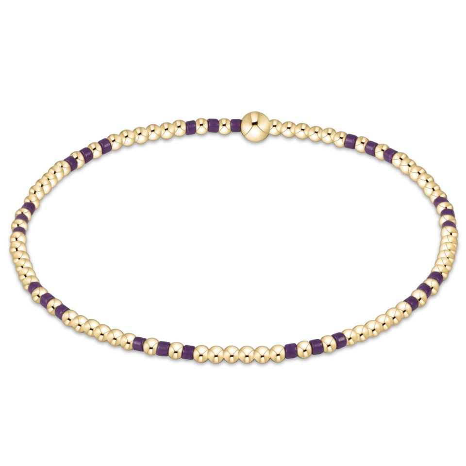 Gameday Hope Joy Pattern 2mm Bead Bracelet - Purple