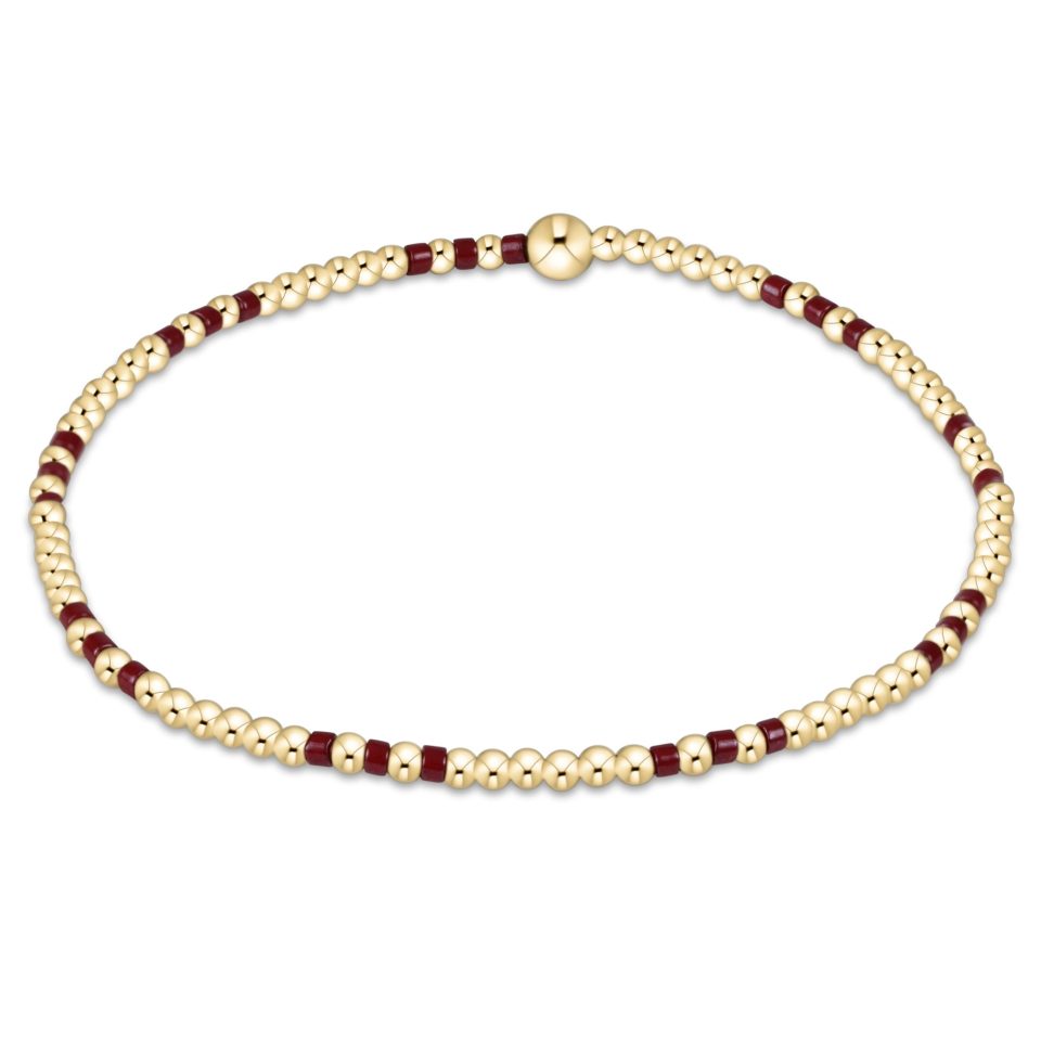 Gameday Hope Joy Pattern 2mm Bead Bracelet - Wine