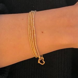 Classic Gold 2.5mm Bead Bracelet – Love Gold Charm