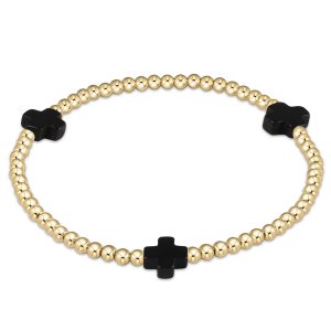 enewton Extends – Signature Cross Gold Pattern 3mm Bead Bracelet
