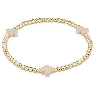 enewton Extends – Signature Cross Gold Pattern 3mm Bead Bracelet