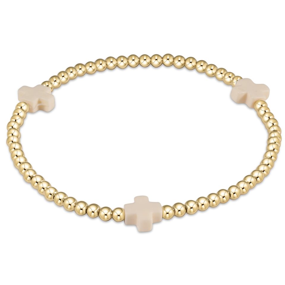 enewton Extends - Signature Cross Gold Pattern 3mm Bead Bracelet