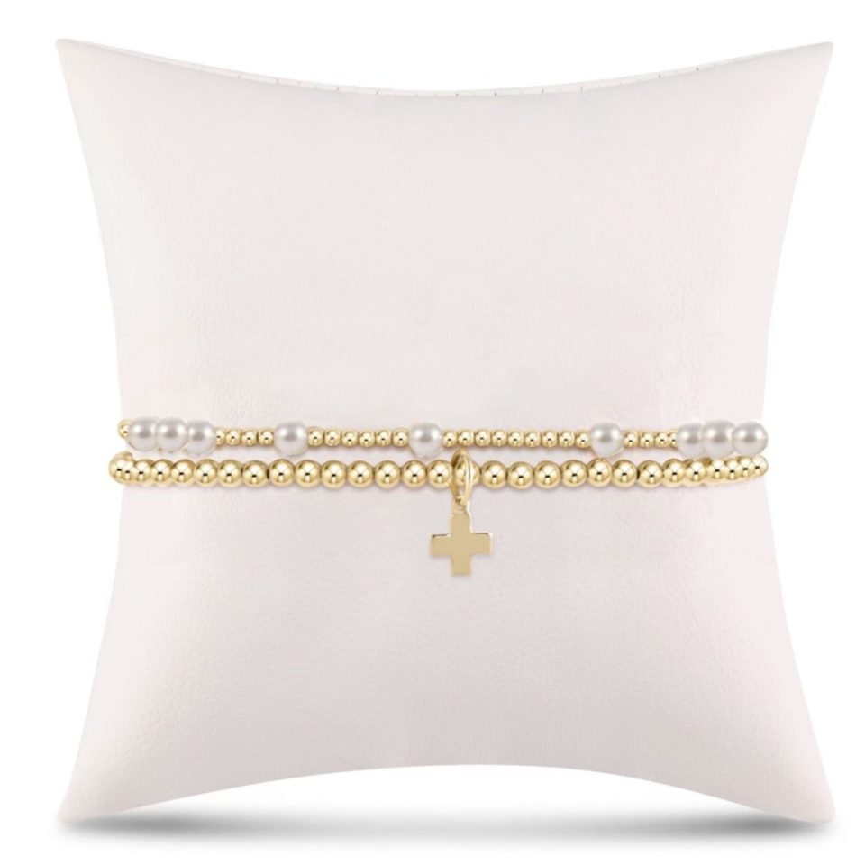 Full of Hope Pearl Stack - Signature Cross Gold Charm