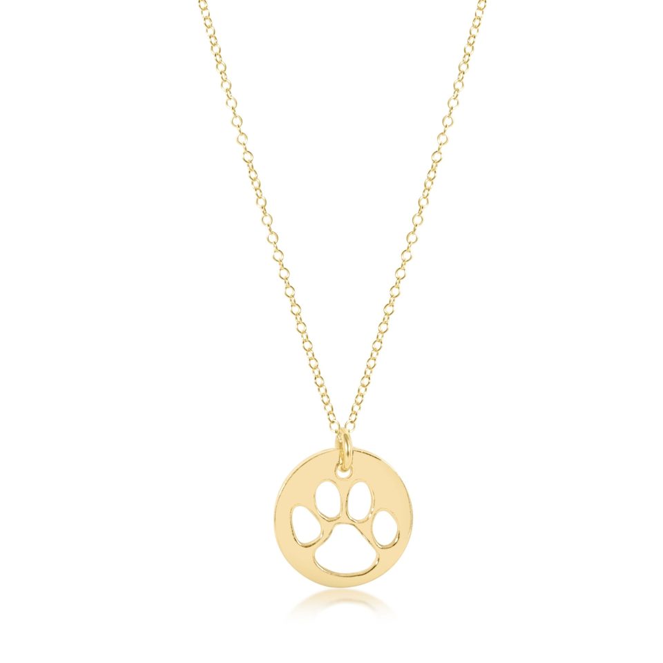 16 Necklace Gold - Paw Print Gold Disc