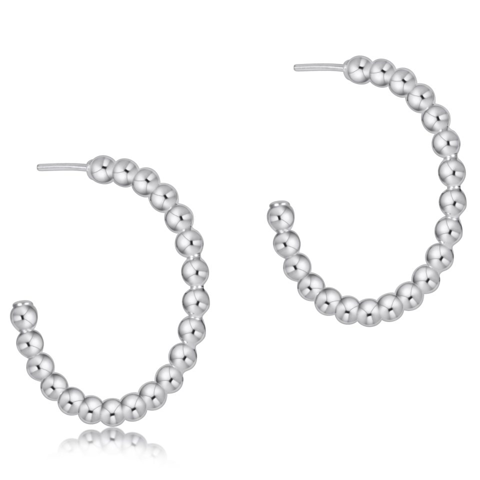 Beaded Classic 1.25 Post Hoop - 4mm Sterling