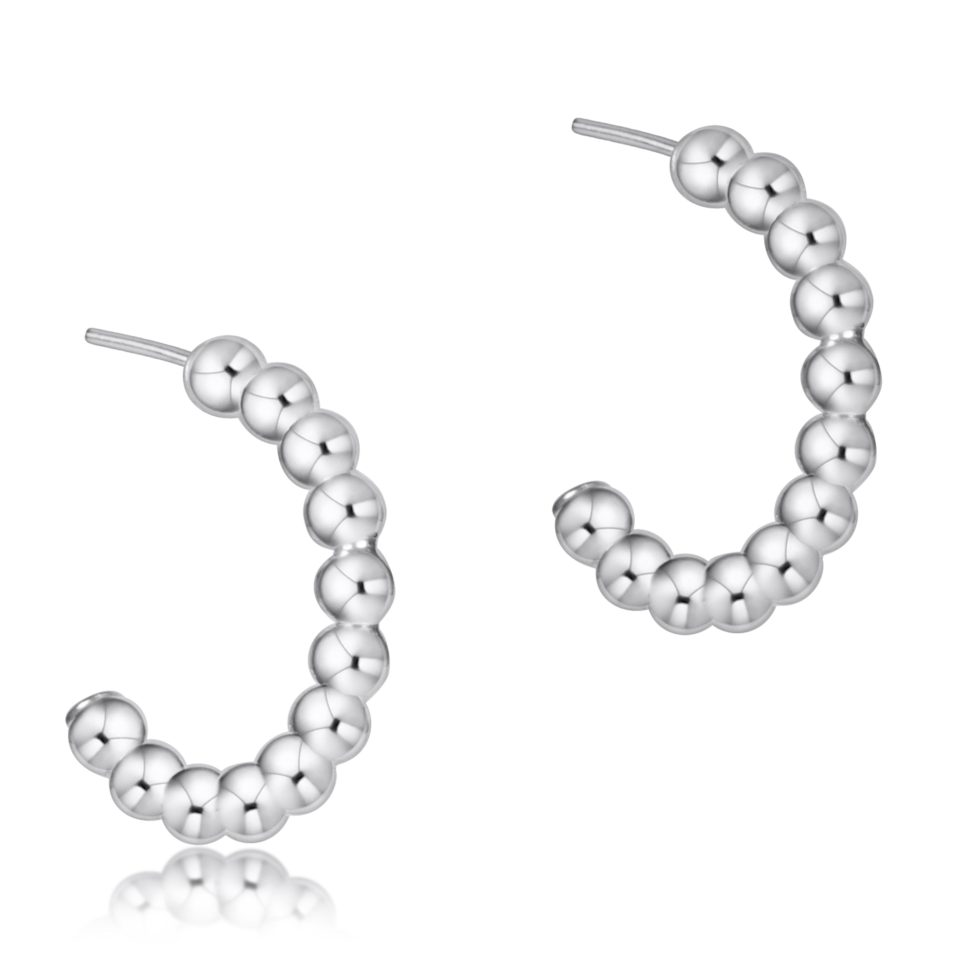 Beaded Classic 1 Post Hoop - 3mm Sterling