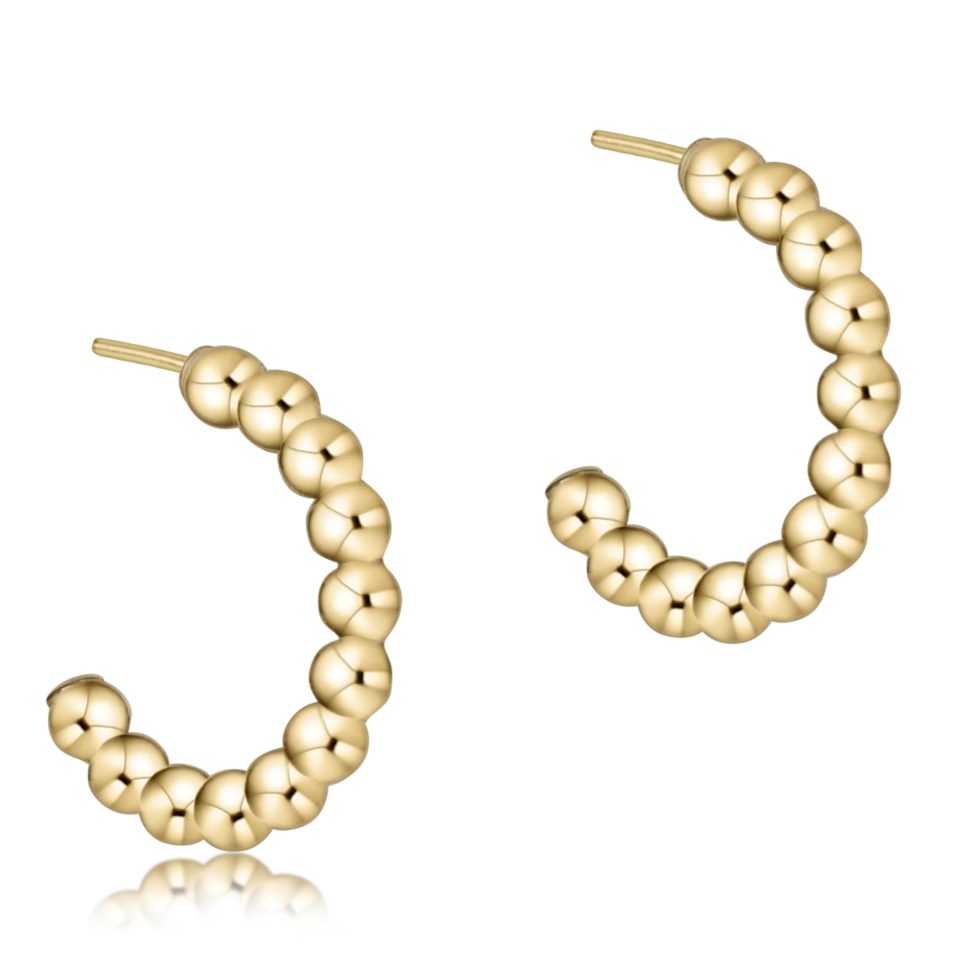 Beaded Classic 1 Post Hoop - 3mm Gold