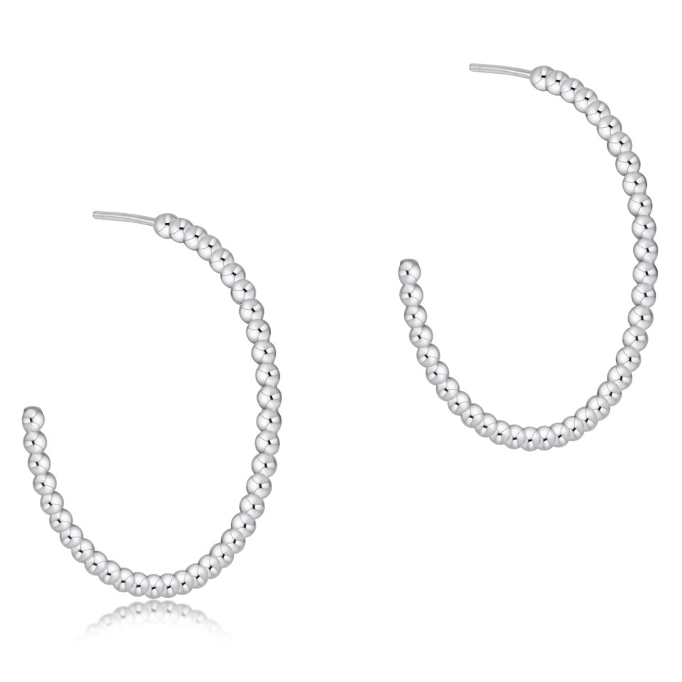 Beaded Classic 1.25 Post Hoop - 2mm Sterling