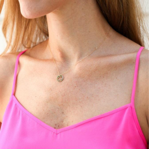 16 necklace gold – guardian angel gold disc