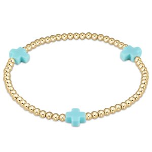 enewton Extends – Signature Cross Gold Pattern 3mm Bead Bracelet