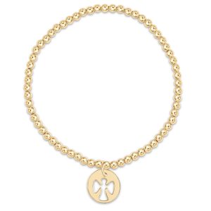 classic gold 3mm bead bracelet – guardian angel disc