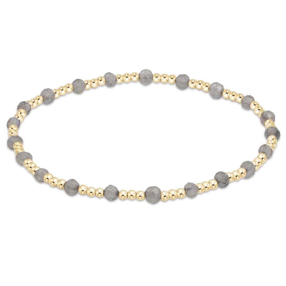 Gemstone Gold Sincerity Pattern 3mm Bead Bracelet - Labradorite