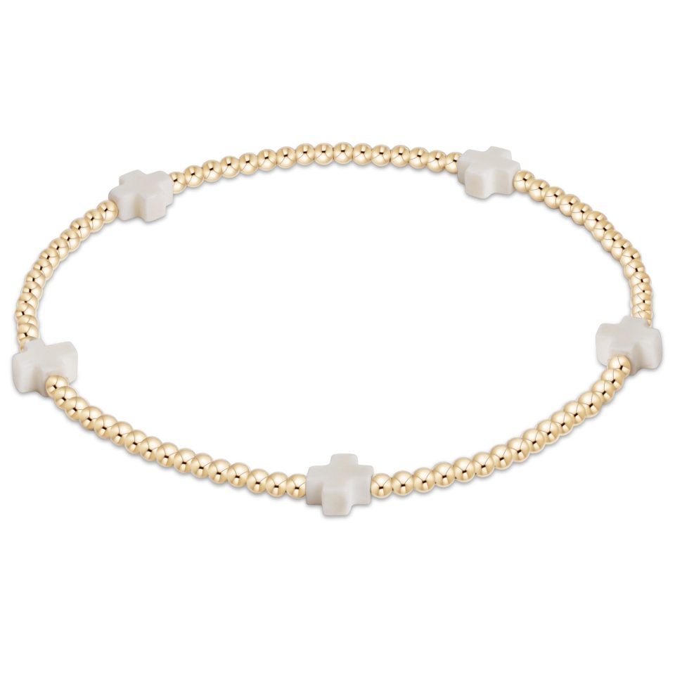 egirl Signature Cross Small Gold Pattern 2mm Bead Bracelet