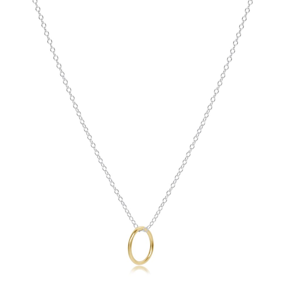 16 Necklace Sterling Mixed Metal - Halo Gold Charm