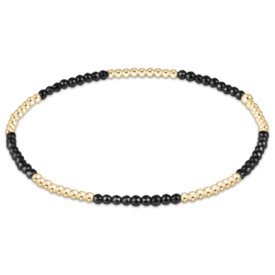 blissful pattern 2mm bead bracelet - faceted hematite