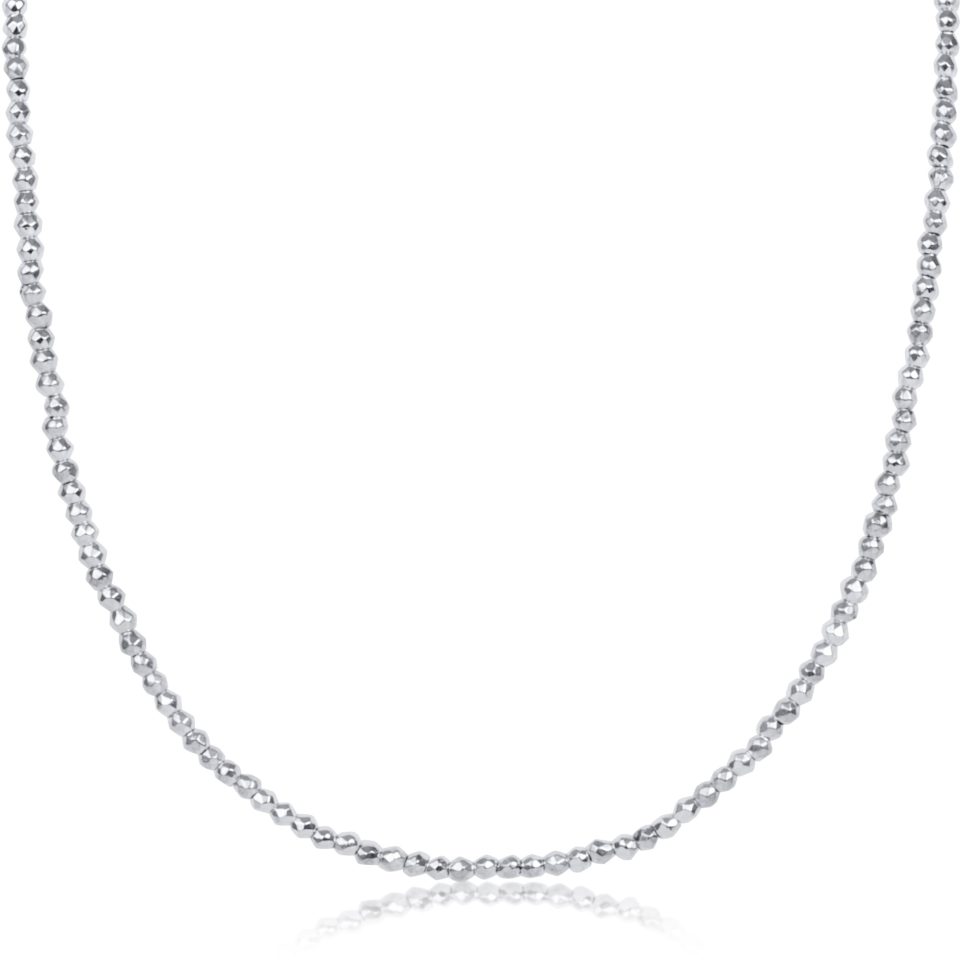 choker bright silver faceted hematite 2mm bead