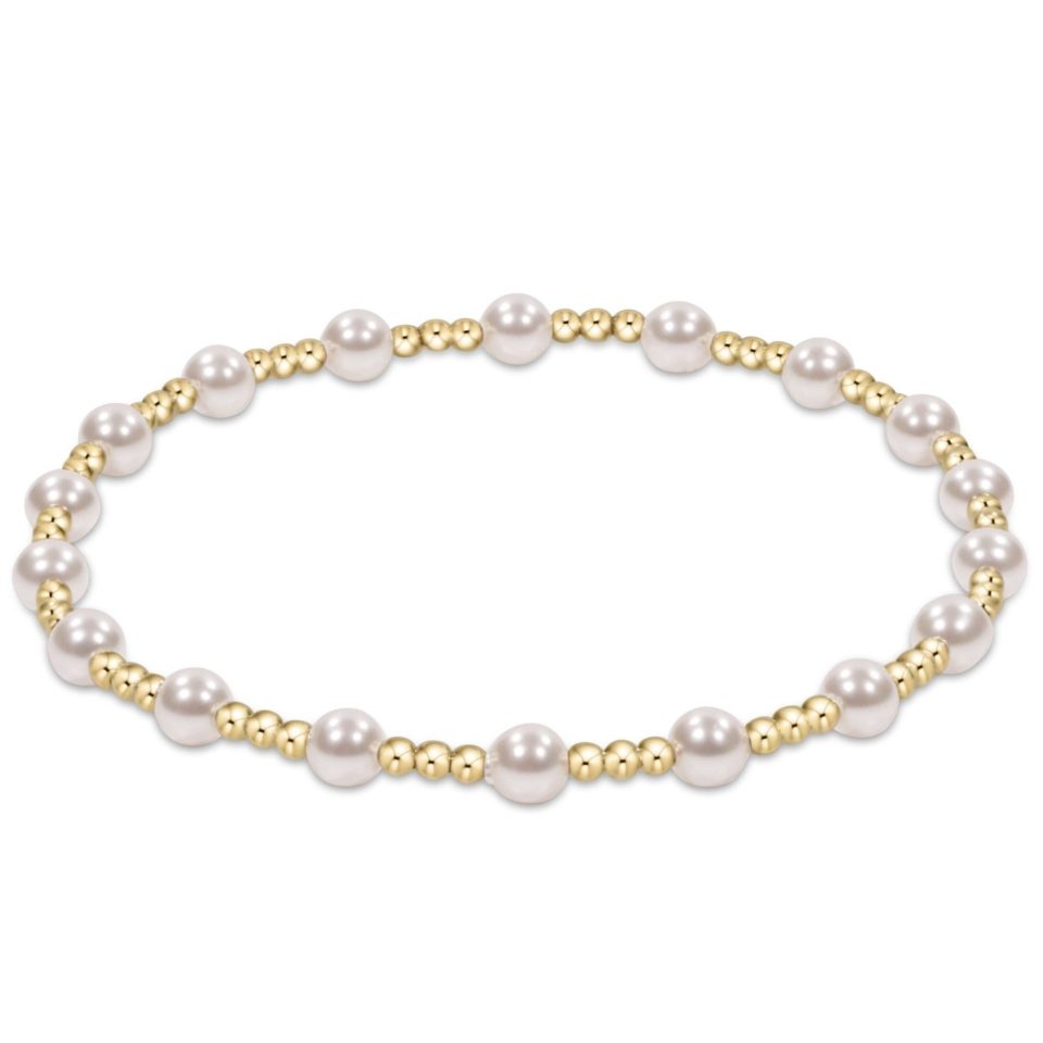 egirl Classic Sincerity Pattern 4mm Bead Bracelet- Pearl
