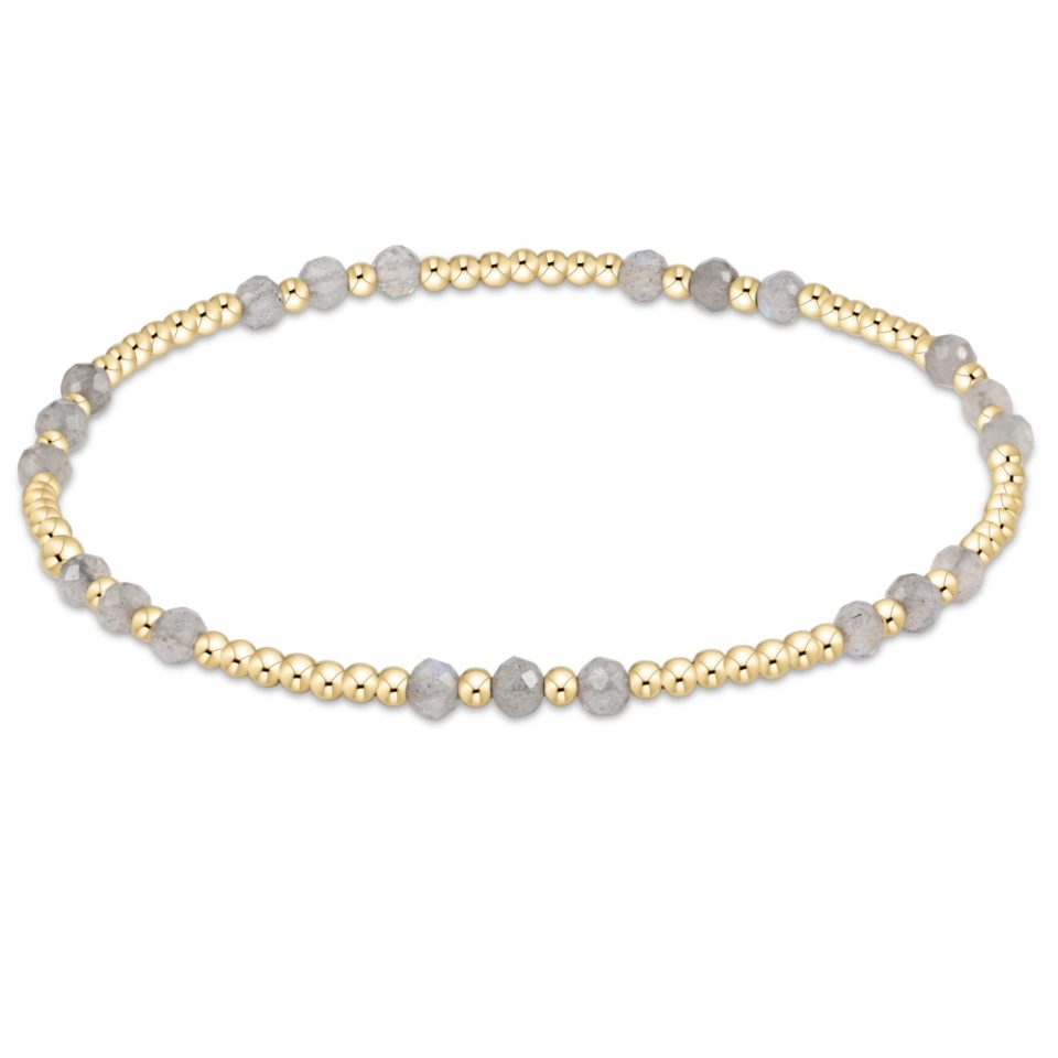 Gemstone Gold Joy Pattern 3mm Bead Bracelet - Labradorite