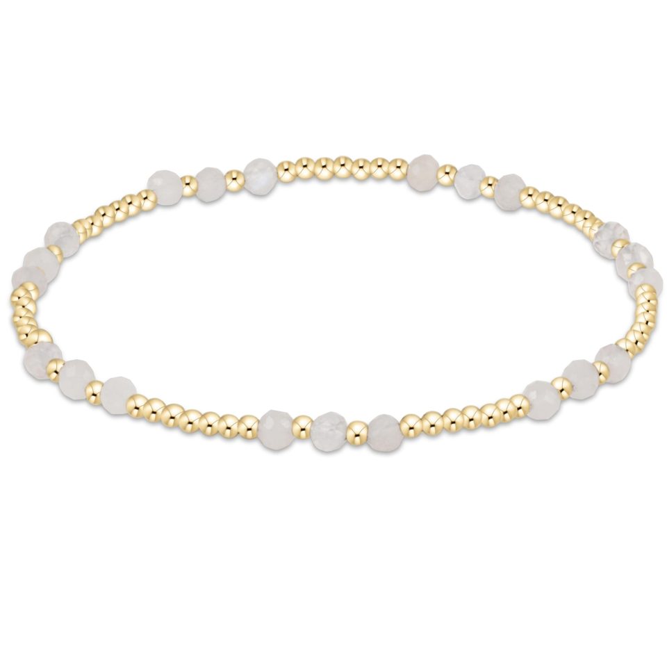 Gemstone Gold Joy Pattern 3mm Bead Bracelet - Moonstone