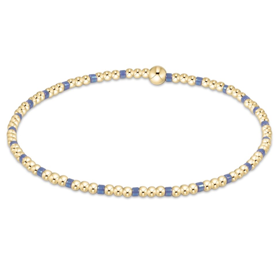 egirl Hope Sincerity Pattern 2mm Bead Bracelet - Bright Blue