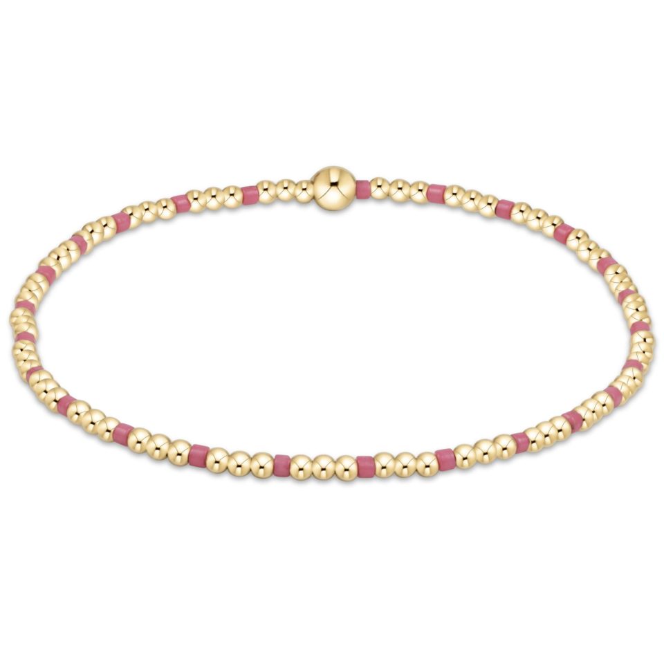Hope Sincerity Pattern 2mm Bead Bracelet - Bright Pink