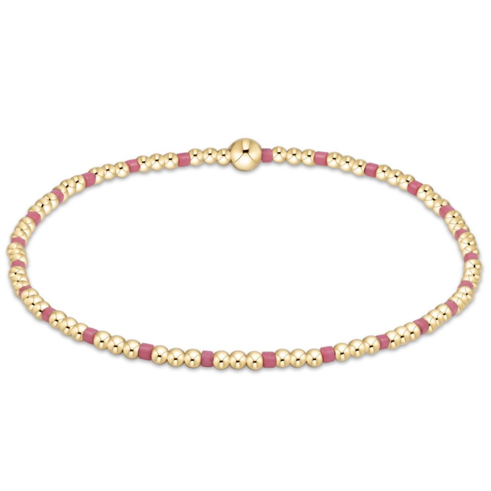 egirl Hope Sincerity Pattern 2mm Bead Bracelet - Bright Pink