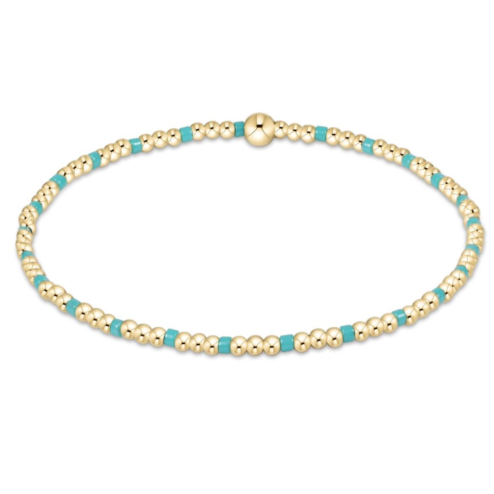 Hope Sincerity Pattern 2mm Bead Bracelet - Turquoise