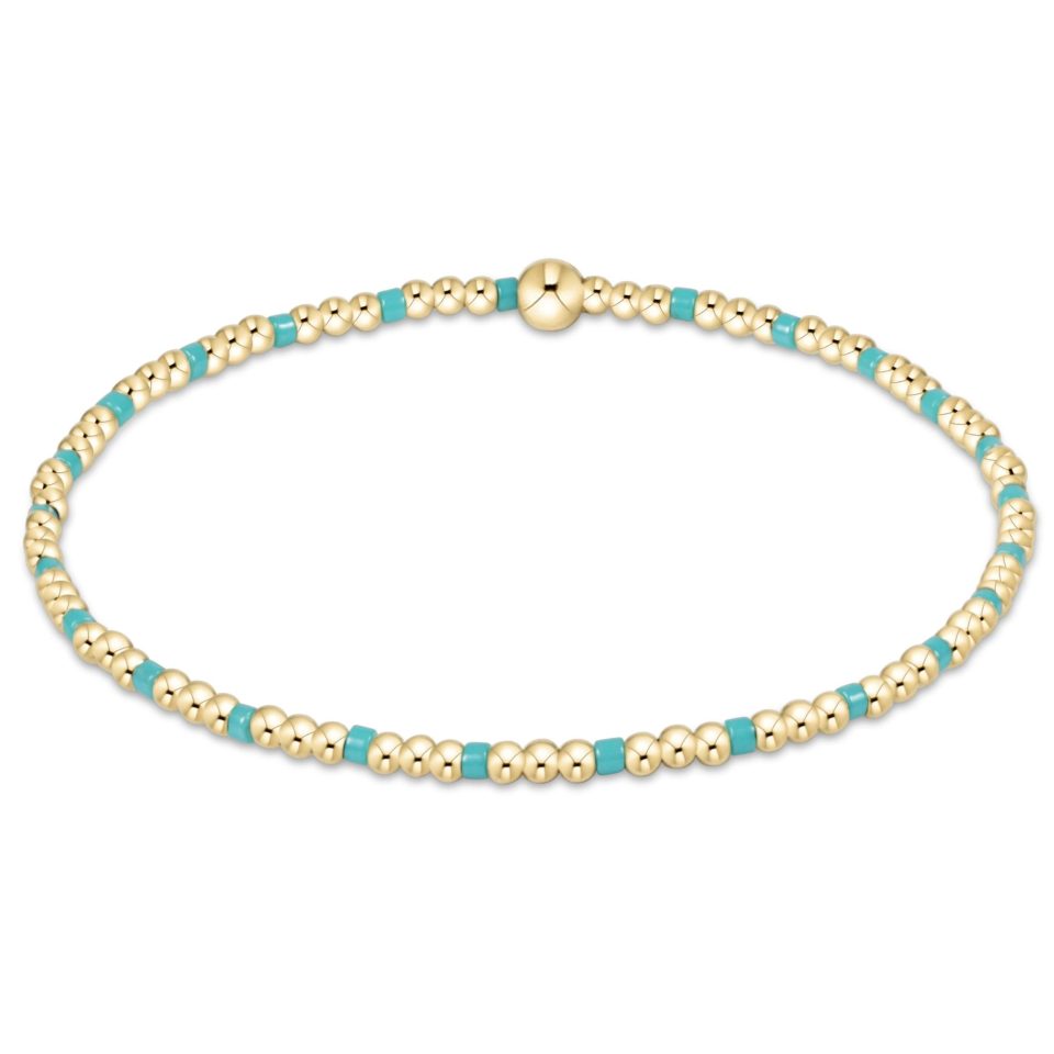 egirl Hope Sincerity Pattern 2mm Bead Bracelet - Turquoise