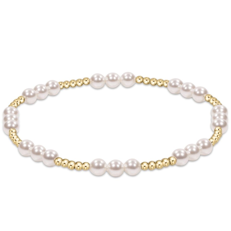 Classic Joy Pattern 4mm Bead Bracelet - Pearl