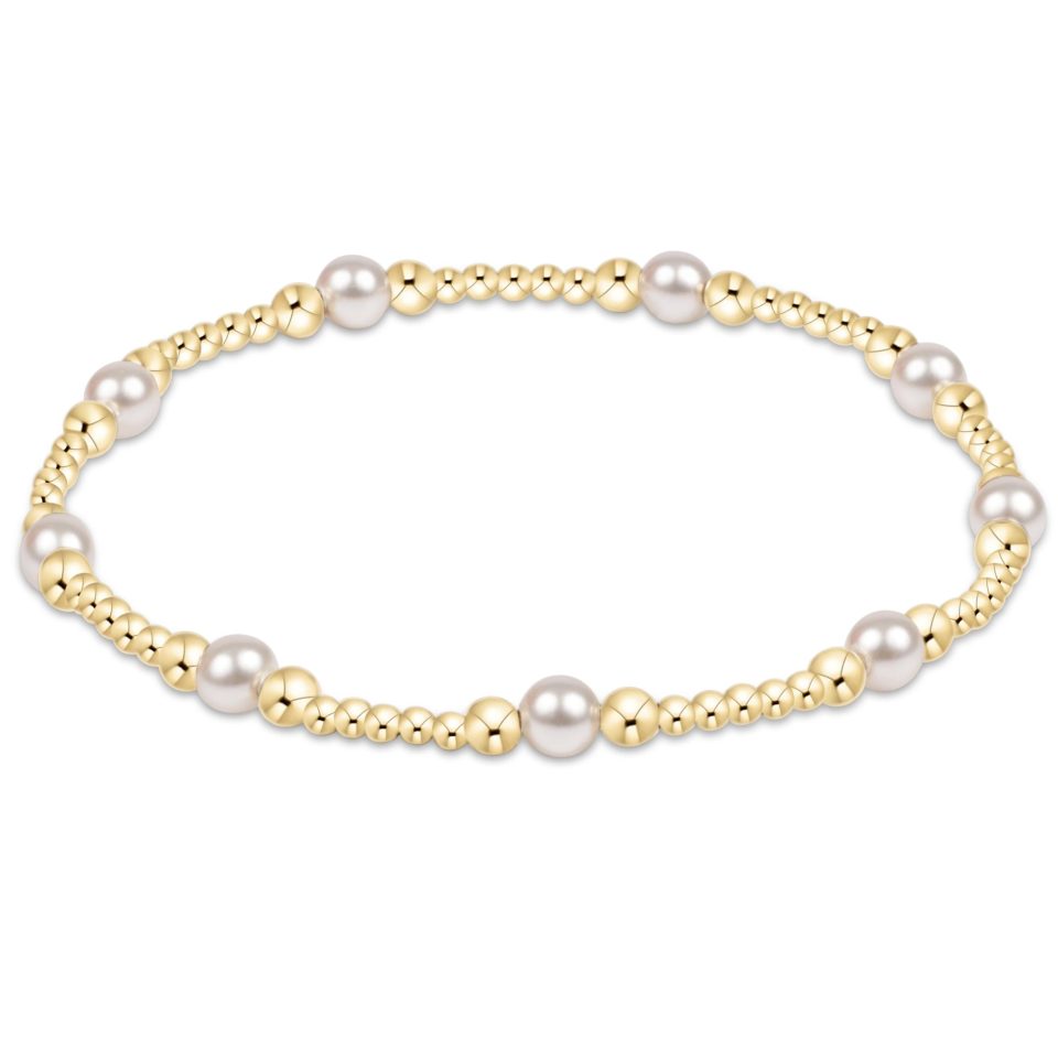 Classic Purpose Pattern 4mm Bead Bracelet - Pearl