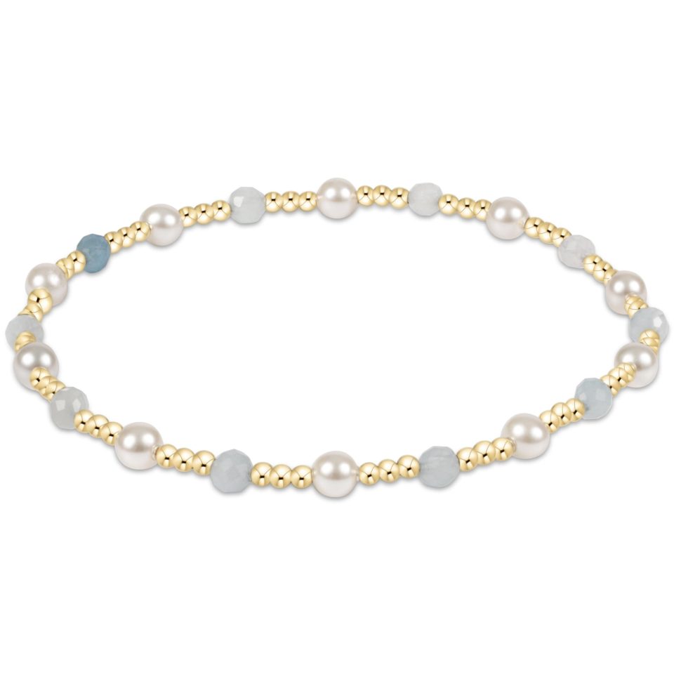 Pearl Sincerity Pattern 4mm Bead Bracelet - Aquamarine