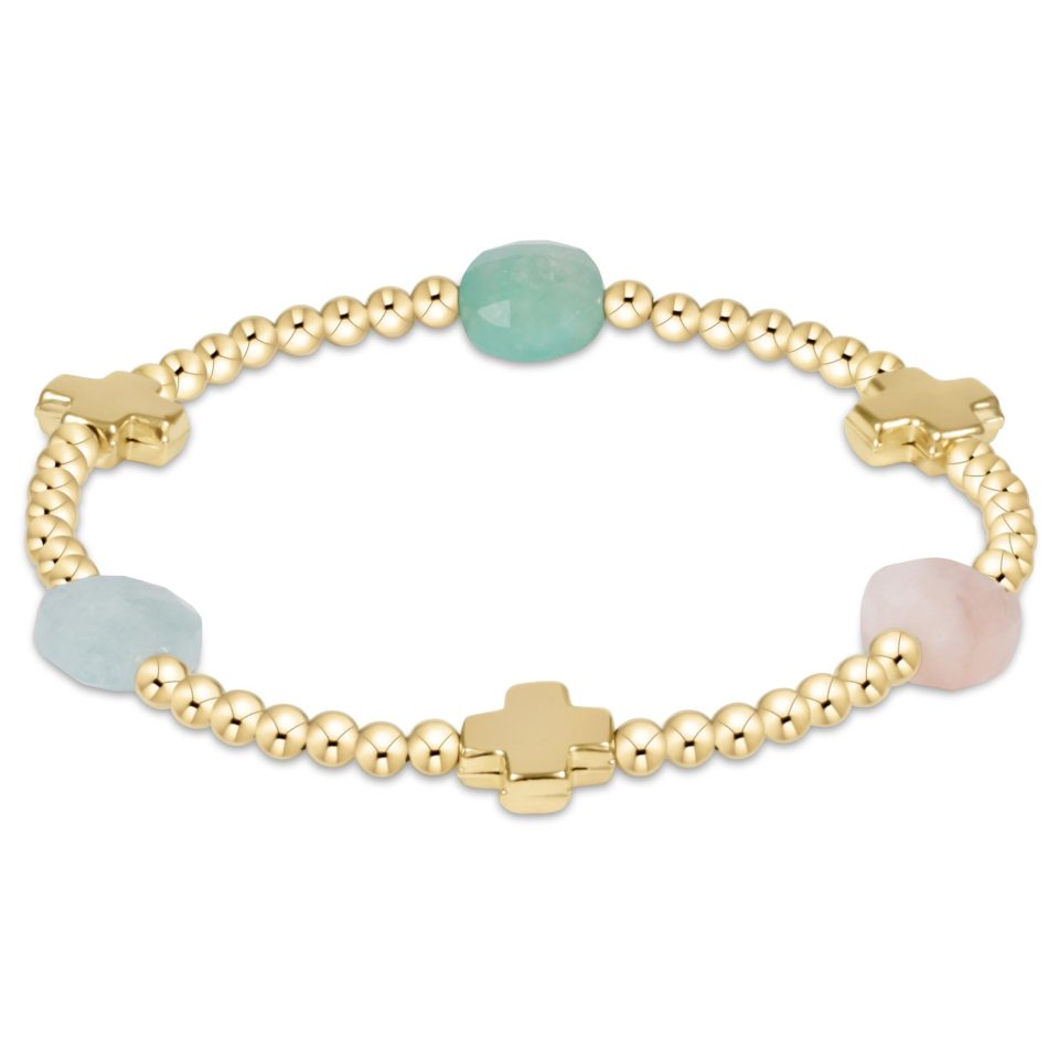Signature Cross Admire Gold Pattern 3mm Bead Bracelet - Hot Mess SS25