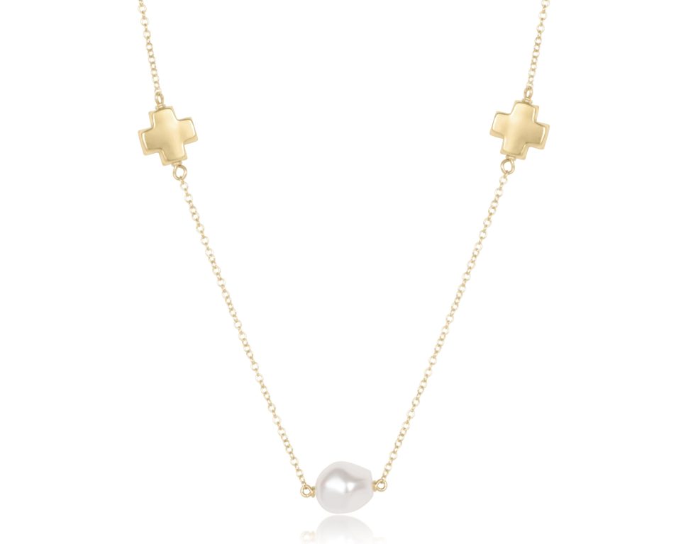 Choker Signature Cross Admire Simplicity Chain Gold - Pearl