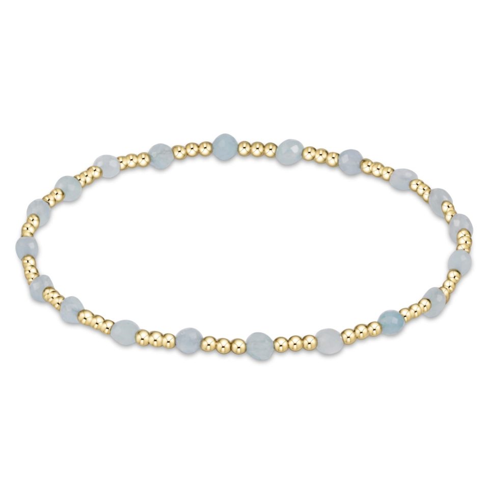 Gemstone Gold Sincerity Pattern 3mm Bead Bracelet - Aquamarine