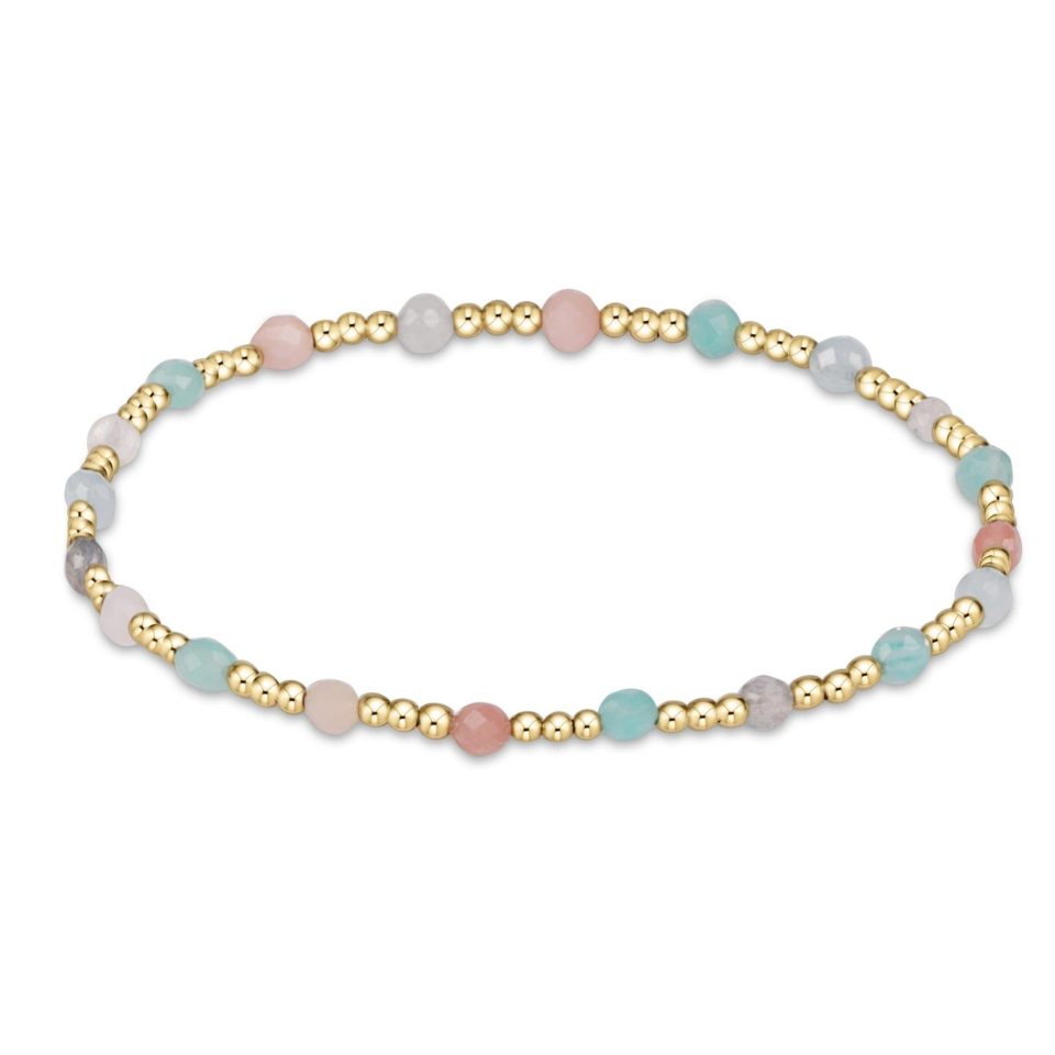 Gemstone Gold Sincerity Pattern 3mm Bead Bracelet - Hot Mess SS25