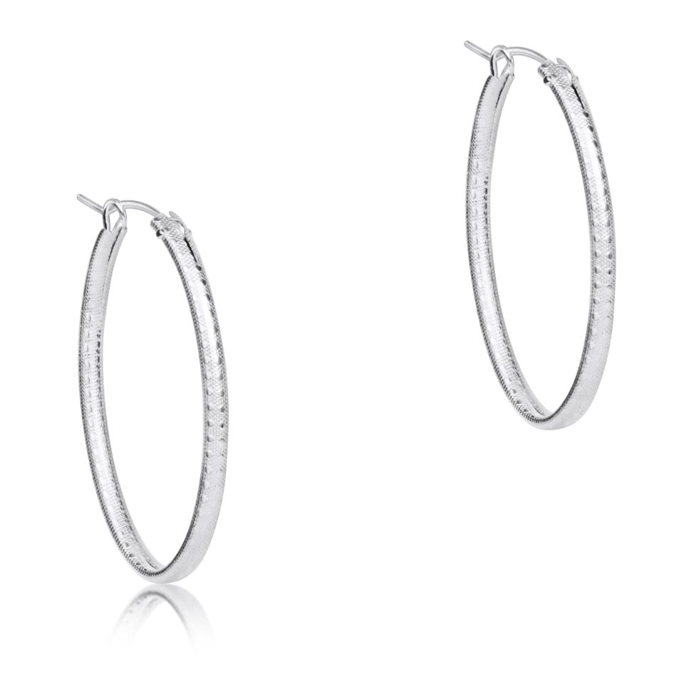 Oval Sterling 1 Hoop- Textured