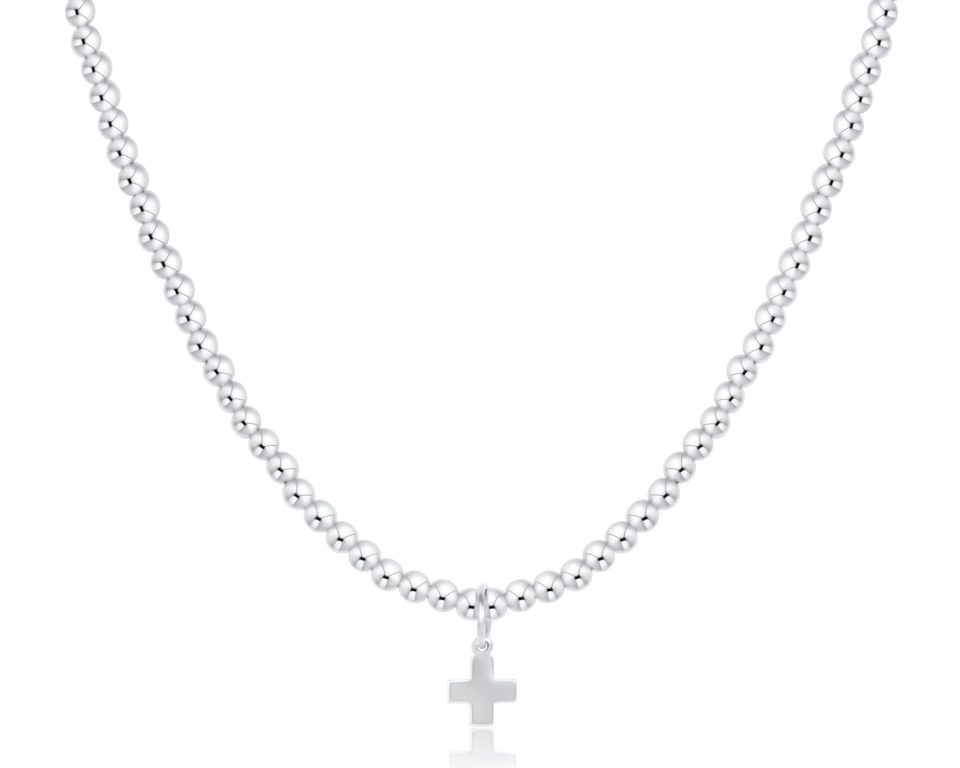 Choker Classic Sterling 3mm Bead - Signature Cross Sterling Charm